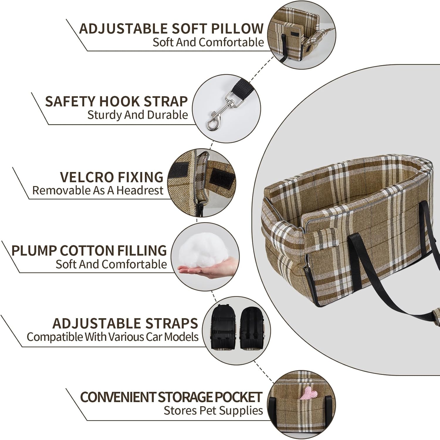 Portable Dog Car Seat for Center Console